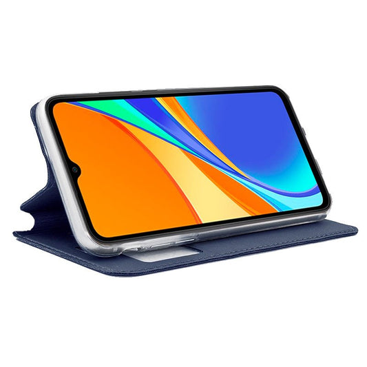 Étui à rabat tendance pour Xiaomi Redmi 9C / 10A, bleu uni