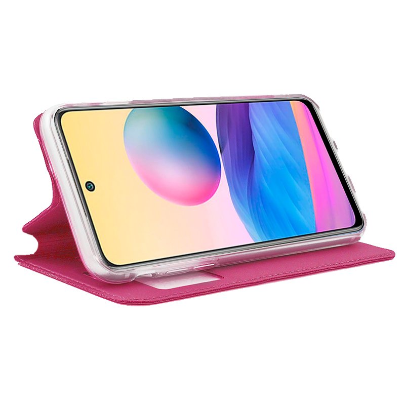 Étui à rabat tendance pour Xiaomi Redmi Note 10 5G / Pocophone M3 Pro 5G, rose uni