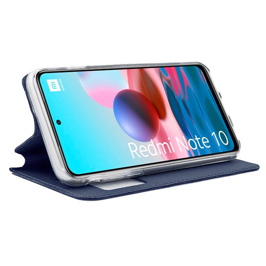 Étui à rabat tendance pour Xiaomi Redmi Note 10 / Note 10S / Poco M5s, bleu uni