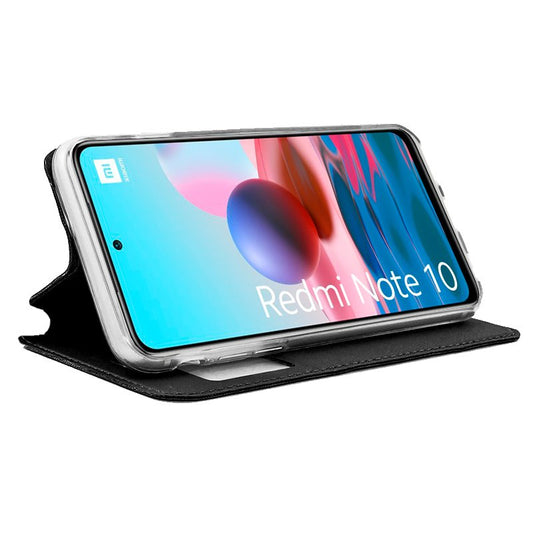 Étui à rabat tendance pour Xiaomi Redmi Note 10 / Note 10S / Poco M5s, noir uni