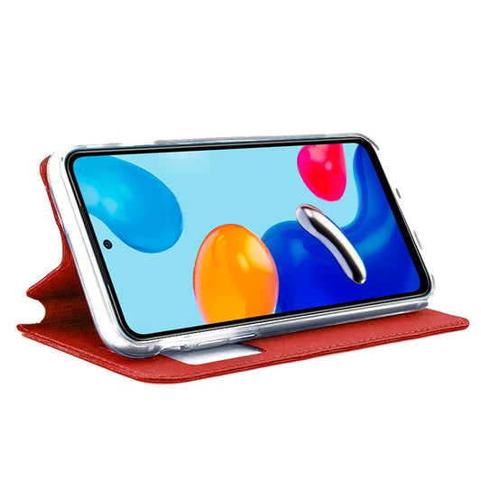 Étui à rabat tendance pour Xiaomi Redmi Note 11 / Note 11S, rouge uni