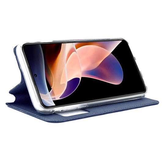 Étui à rabat tendance pour Xiaomi Redmi Note 11 Pro / Note 11 Pro 5G / Note 12 Pro 4G, bleu uni