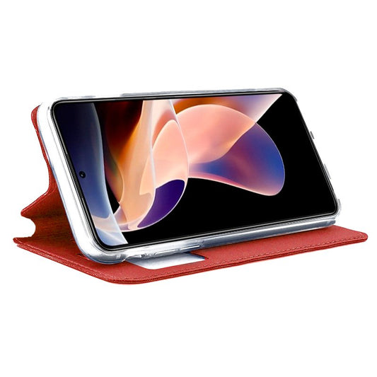 Étui à rabat tendance pour Xiaomi Redmi Note 11 Pro / Note 11 Pro 5G / Note 12 Pro 4G, rouge uni