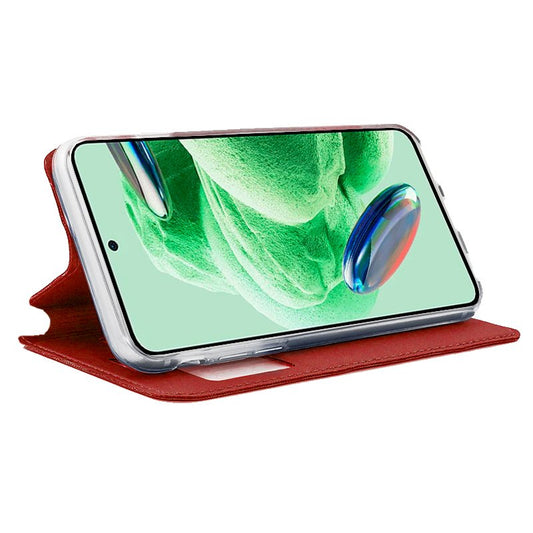 Étui à rabat tendance pour Xiaomi Redmi Note 12 5G / Poco X5 5G, rouge uni