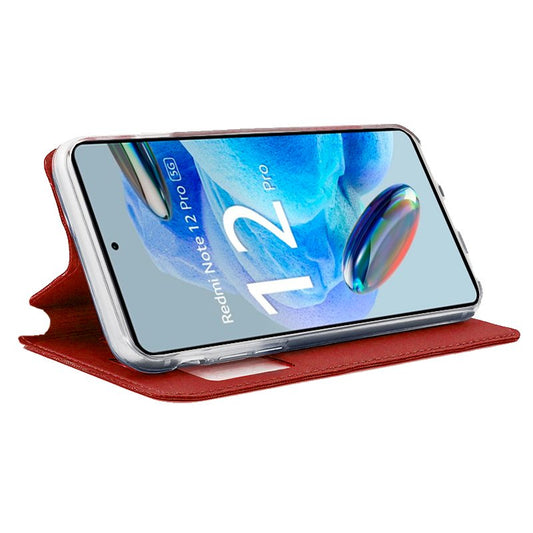 Étui à rabat tendance pour Xiaomi Redmi Note 12 Pro 5G, rouge uni