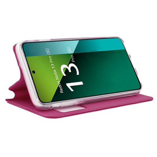 Étui à rabat tendance pour Xiaomi Redmi Note 13 Pro 5G / Poco X6 5G, rose uni