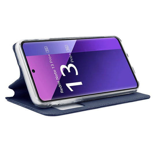 Étui à rabat tendance pour Xiaomi Redmi Note 13 Pro Plus 5G, bleu uni