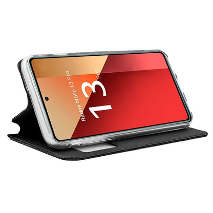 Étui à rabat tendance pour Xiaomi Redmi Note 13 Pro / Poco M6 Pro, noir uni