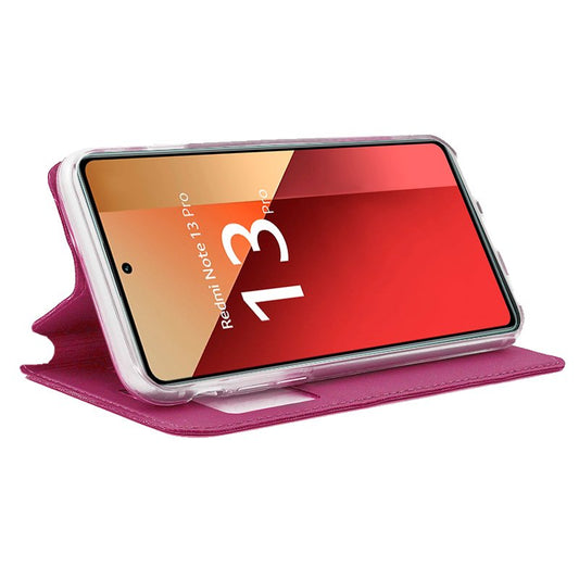 Étui à rabat tendance pour Xiaomi Redmi Note 13 Pro / Poco M6 Pro, rose uni