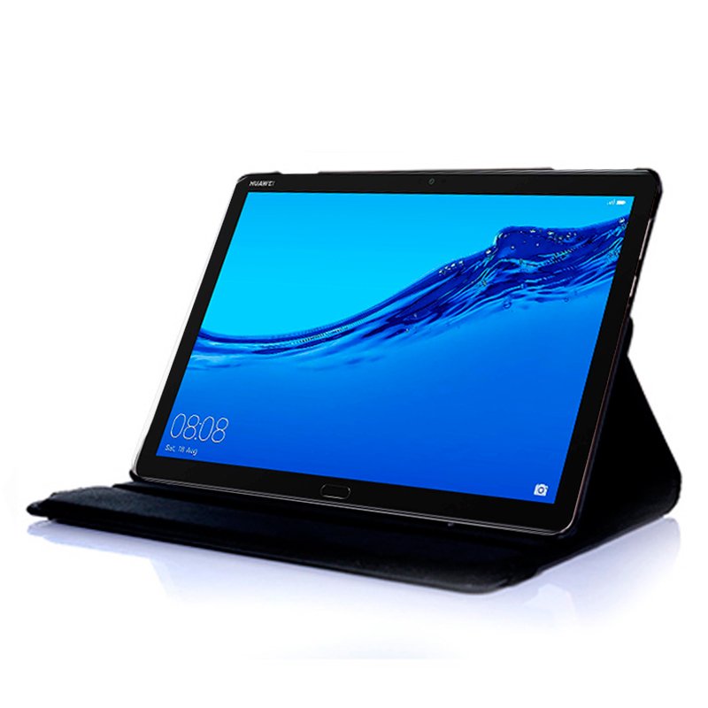 Étui en similicuir lisse noir pour Huawei Mediapad T5 10,1 pouces