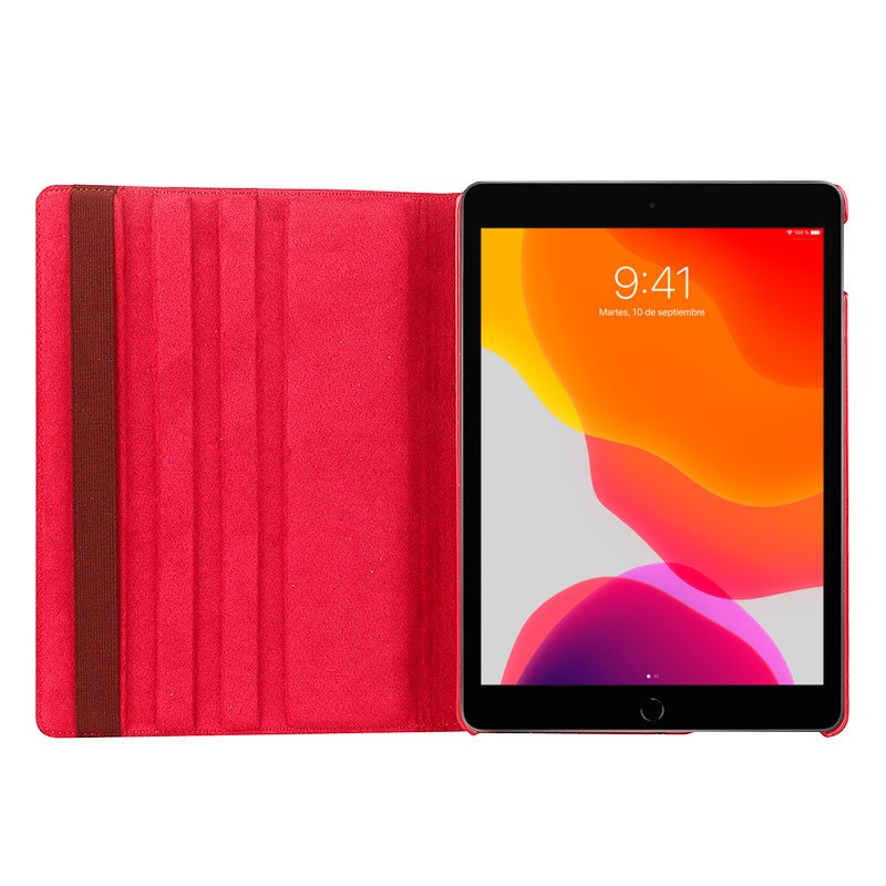 Étui rotatif en similicuir rouge pour iPad (2019/2020/2021) 10,2 pouces