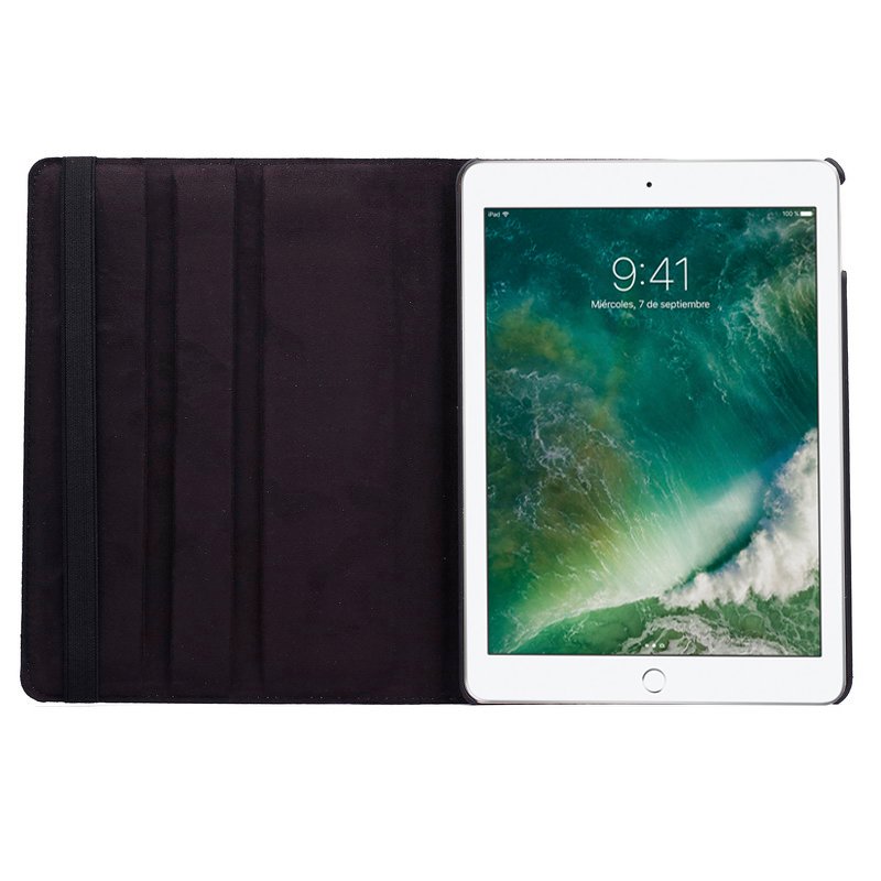 Étui rotatif en similicuir noir pour iPad Air / Air 2 / Pro 9.7 / iPad 2017 / iPad 2018 9.7 pouces