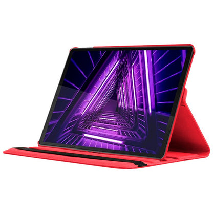 Étui tendance en cuir lisse rouge pour tablette Lenovo Tab M10 Plus / FHD Plus 2e génération / Tab K10 10,3 pouces