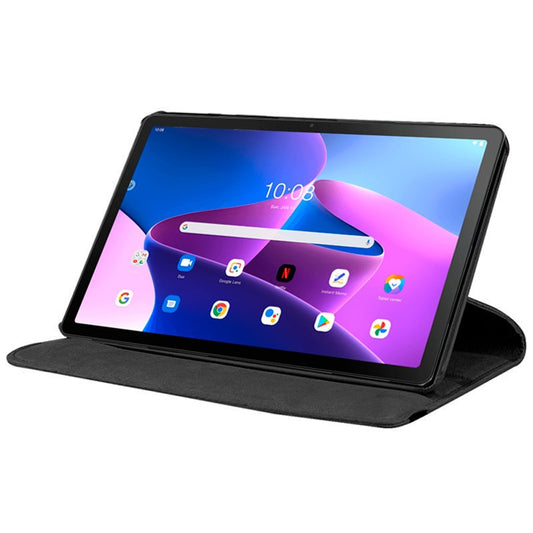 Étui tendance en similicuir noir lisse pour Lenovo Tab M10 Plus Gen 3