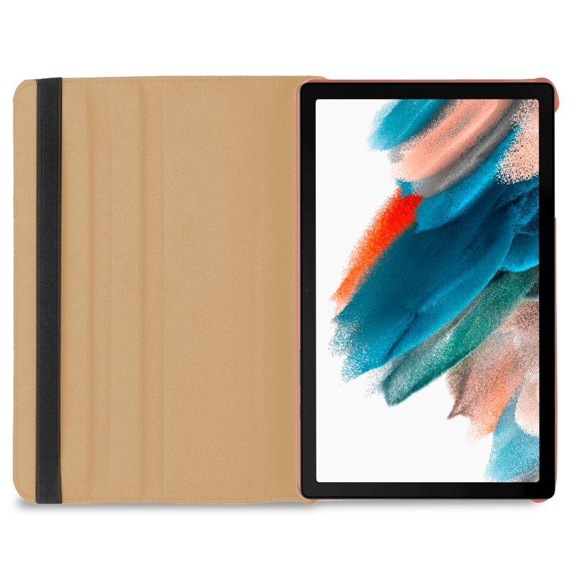 Étui tendance pour Samsung Galaxy Tab A8 X200/X205 en similicuir lisse or rose 10,5 pouces