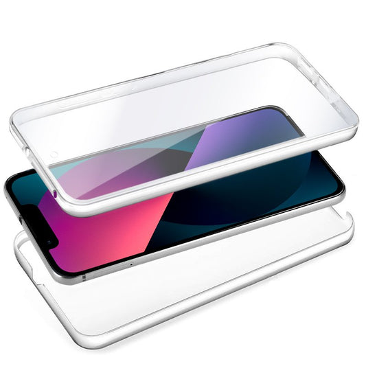 Coque 3D en silicone pour iPhone 13 mini (transparente avant et arrière)
