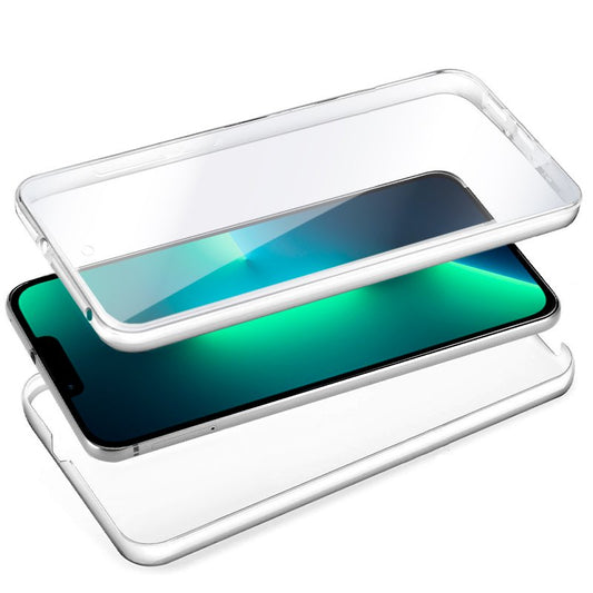 Coque 3D en silicone pour iPhone 13 Pro (transparente avant et arrière)