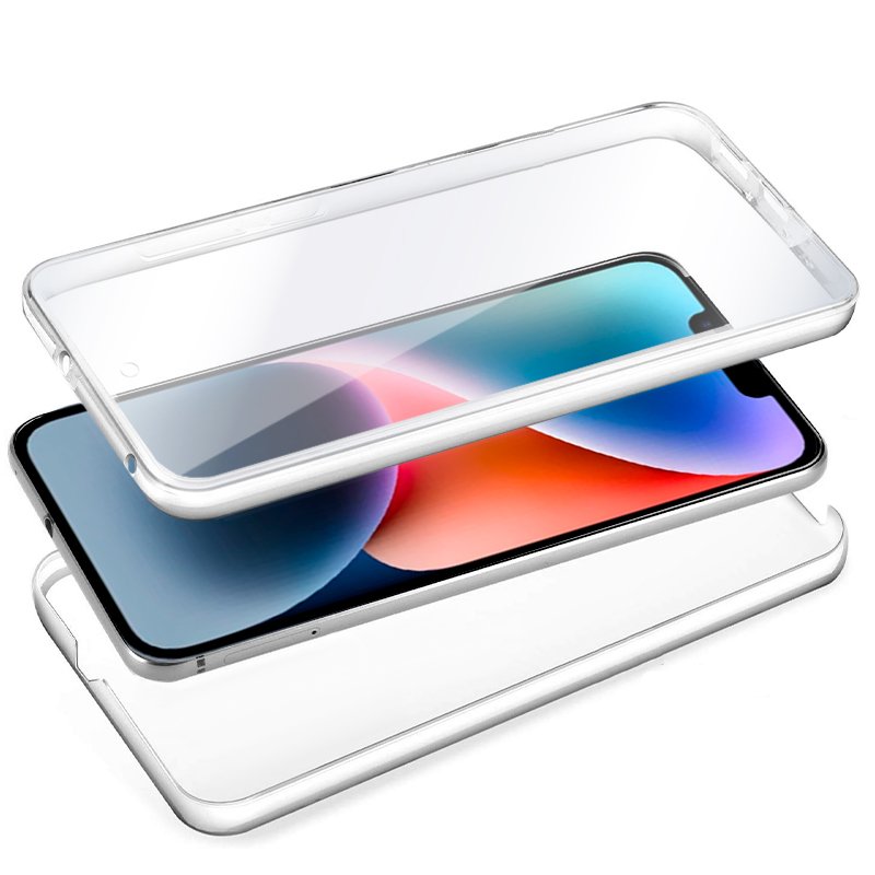 Coque 3D en silicone pour iPhone 14 Plus (transparente avant et arrière)