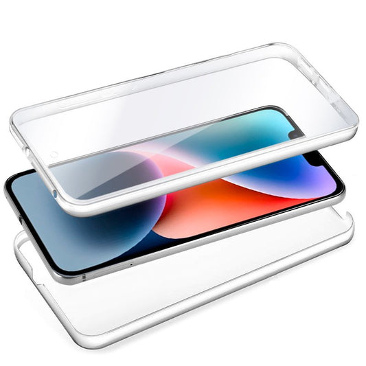 Coque 3D en silicone pour iPhone 14 Plus (transparente avant et arrière)