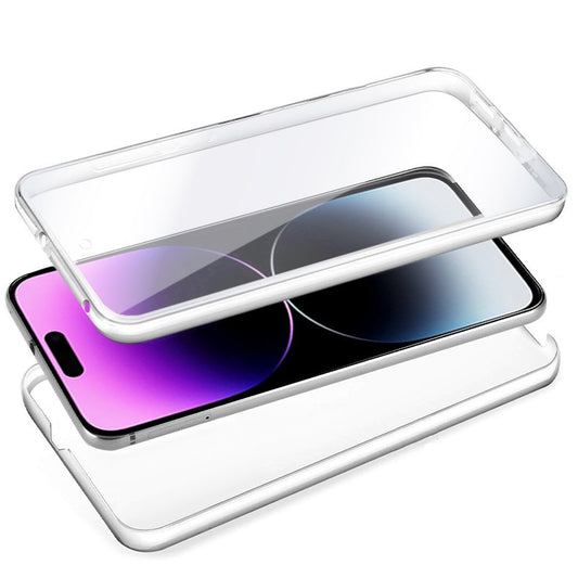 Coque 3D en silicone pour iPhone 14 Pro Max (transparente avant et arrière)