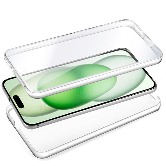 Coque 3D en silicone pour iPhone 15 Plus (avant et arrière transparents)