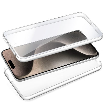 Coque 3D en silicone pour iPhone 15 Pro Max (transparente avant et arrière)