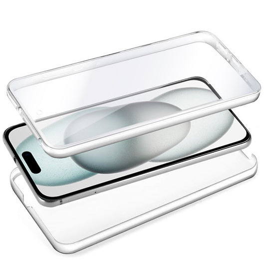 Coque 3D en silicone pour iPhone 15 (transparente avant et arrière)