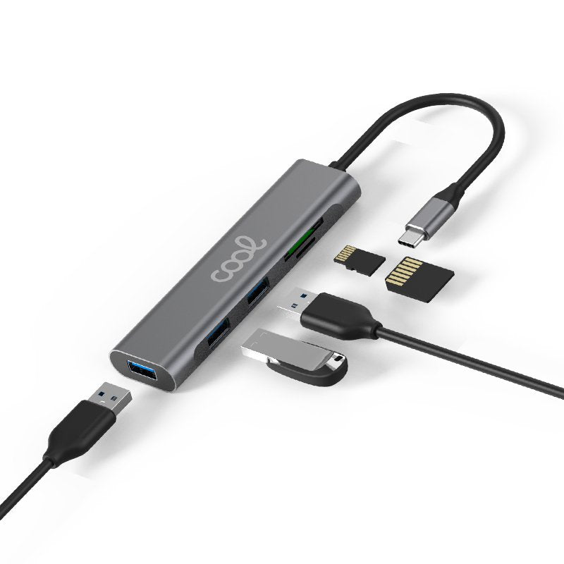 Hub universel Type-C 5 en 1 COOL (3 x USB 3.0 + SD + Micro SD)