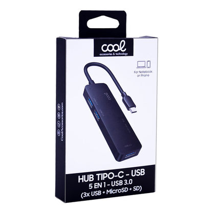 Hub universel Type-C 5 en 1 COOL (3 x USB 3.0 + SD + Micro SD)
