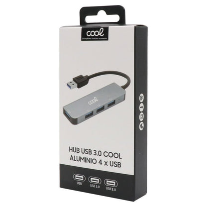 Hub USB universel COOL 4 ports USB (2.0 / 3.0) Gris aluminium