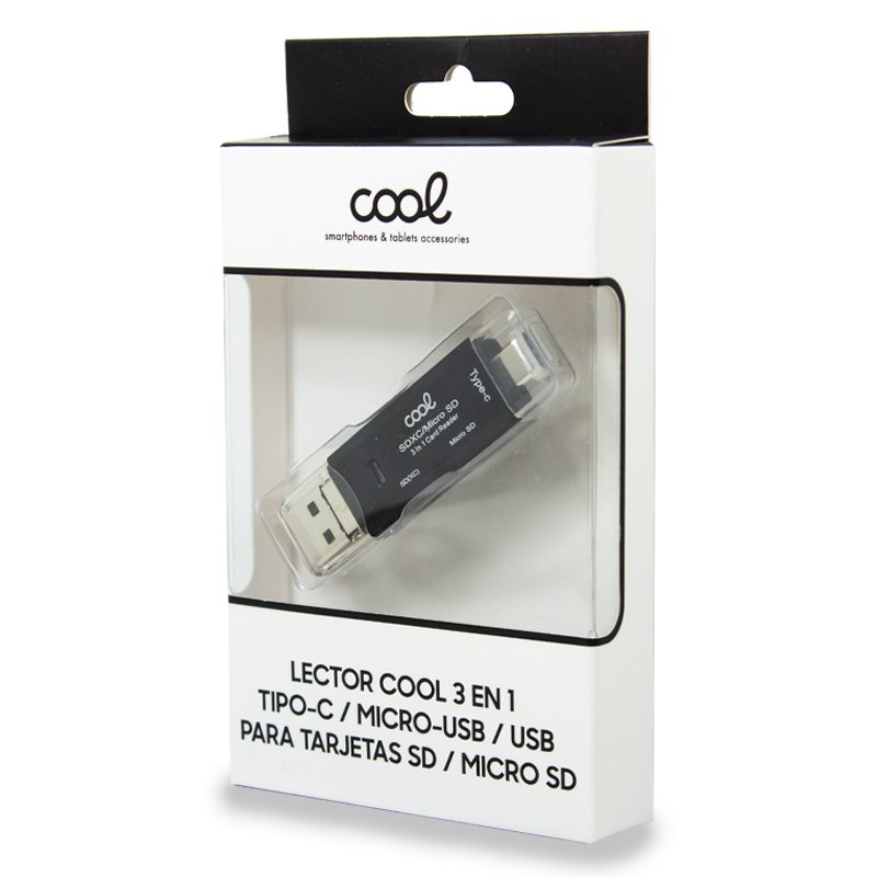 Lecteur de carte mémoire universel 3 en 1 COOL (Type-C / Micro-USB / USB)