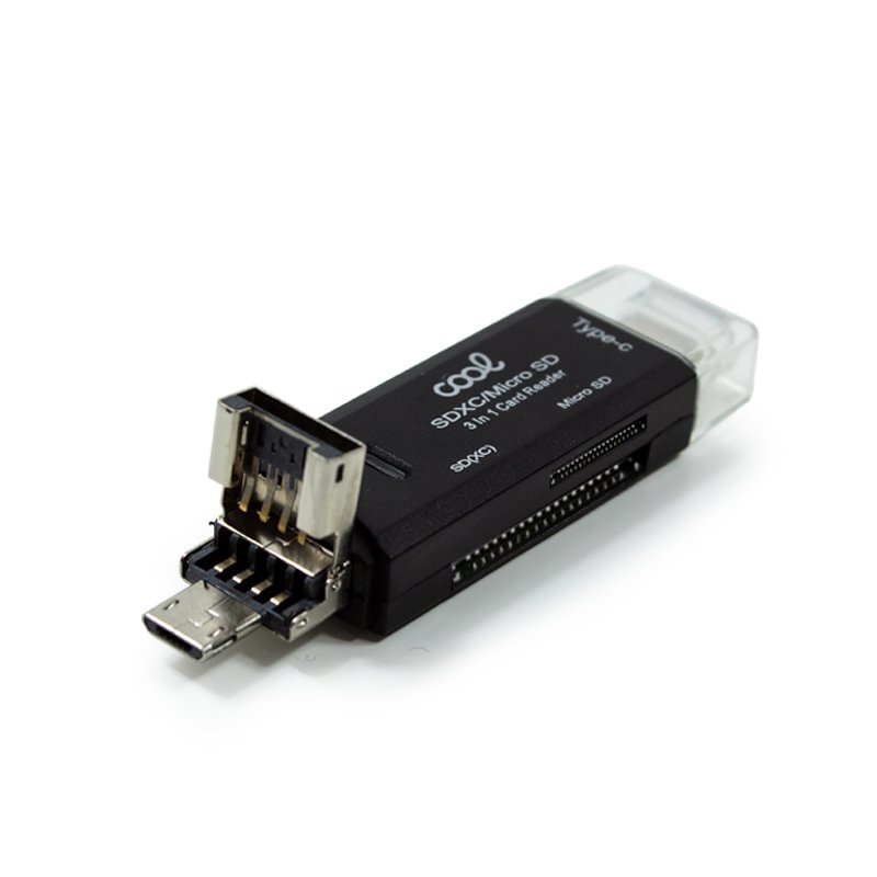 Lecteur de carte mémoire universel 3 en 1 COOL (Type-C / Micro-USB / USB)