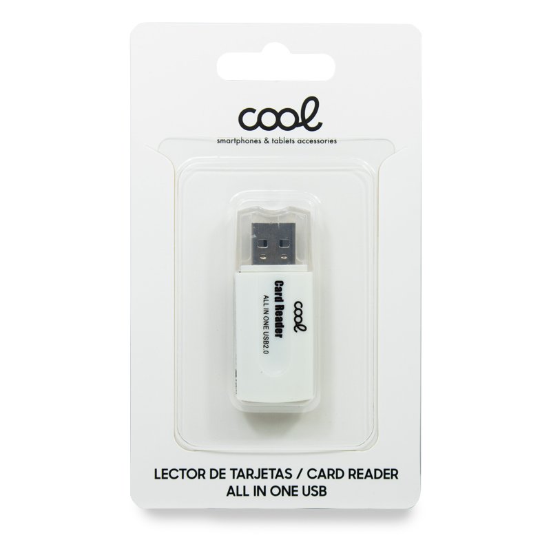 Lecteur de carte mémoire USB universel COOL (tout en un) Blanc
