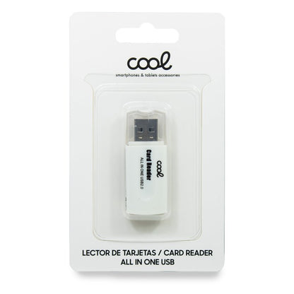 Lecteur de carte mémoire USB universel COOL (tout en un) Blanc