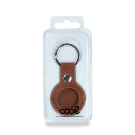 Porte-clés de protection Cool compatible avec AirTag en similicuir marron