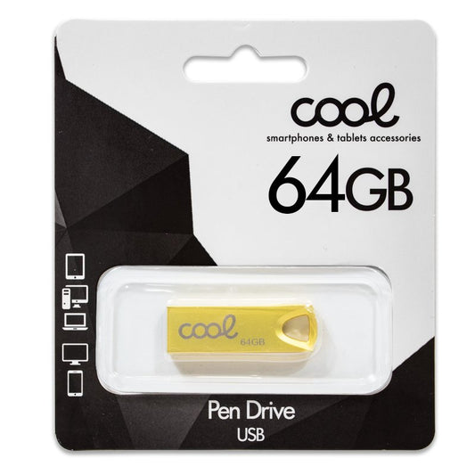 Clé USB 64 Go 2.0 COOL Metal KEY Doré