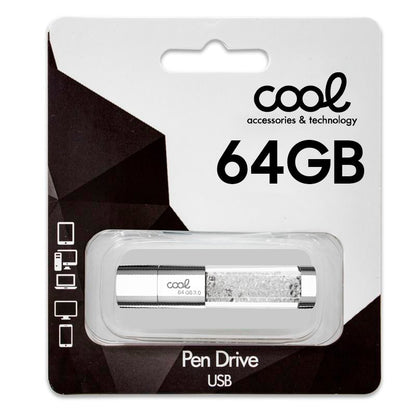 Pen Drive USB x64 GB 3.0 COOL Crystal Blanco