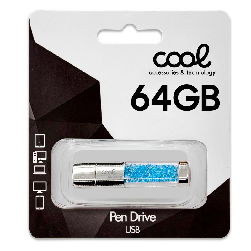 Clé USB x64 Go 3.0 COOL Crystal Celeste