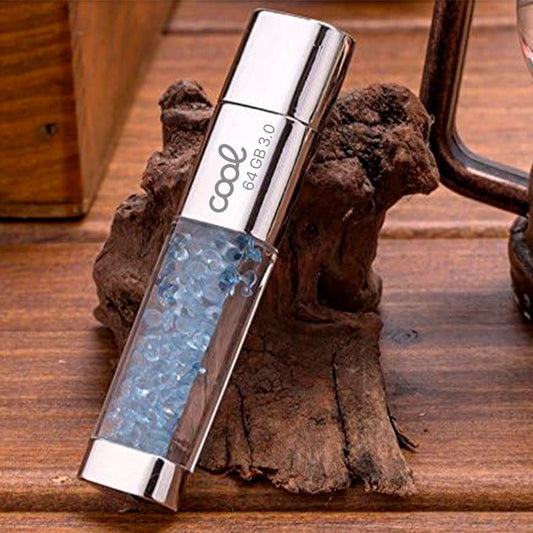 Clé USB x64 Go 3.0 COOL Crystal Celeste