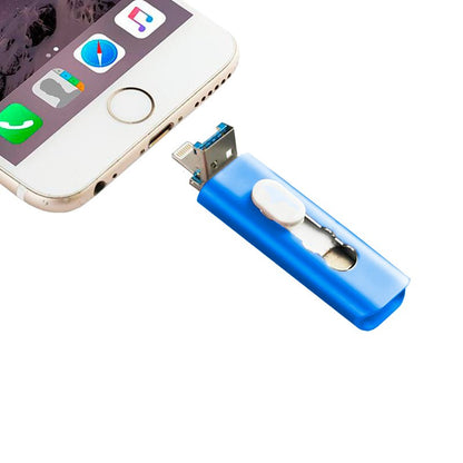 Clé USB 64 Go Cool (3 en 1) Lightning / Type-C / USB Bleu