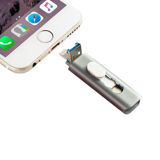 Clé USB 64 Go Cool (3 en 1) Lightning / Type-C / USB Gris