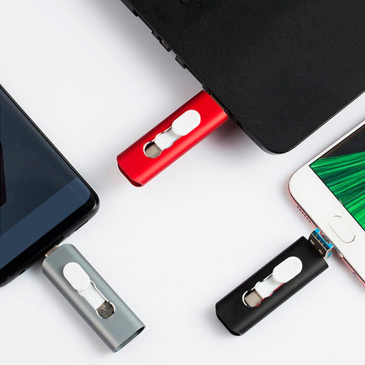 Clé USB 128 Go Cool (3 en 1) Lightning / Type-C / USB Gris