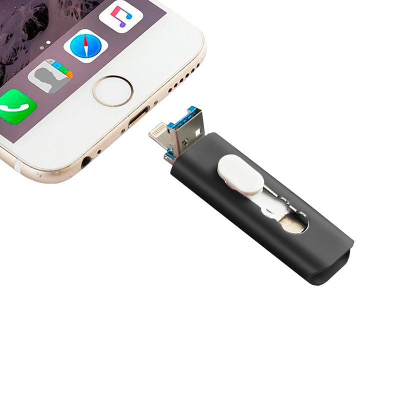 Clé USB 128 Go Cool (3 en 1) Lightning / Type-C / USB Noir