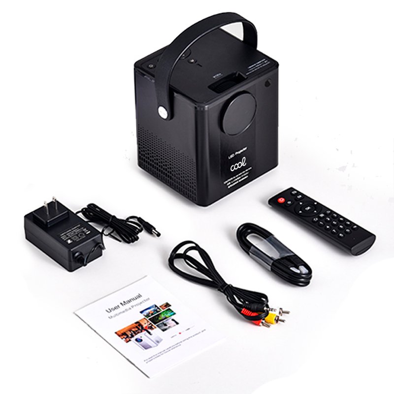 Projecteur compact Cool Rainbow 3000 lumens avec haut-parleur intégré, HDMI/SD/USB et Wi-Fi (noir)