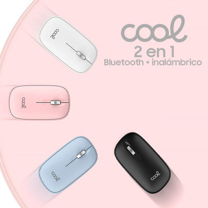 Souris sans fil 2-en-1 silencieuse et fine (Bluetooth + adaptateur USB) Bleu clair