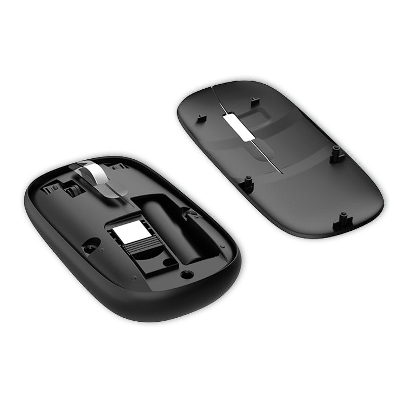 Souris sans fil 2-en-1 silencieuse et fine (Bluetooth + adaptateur USB) noire