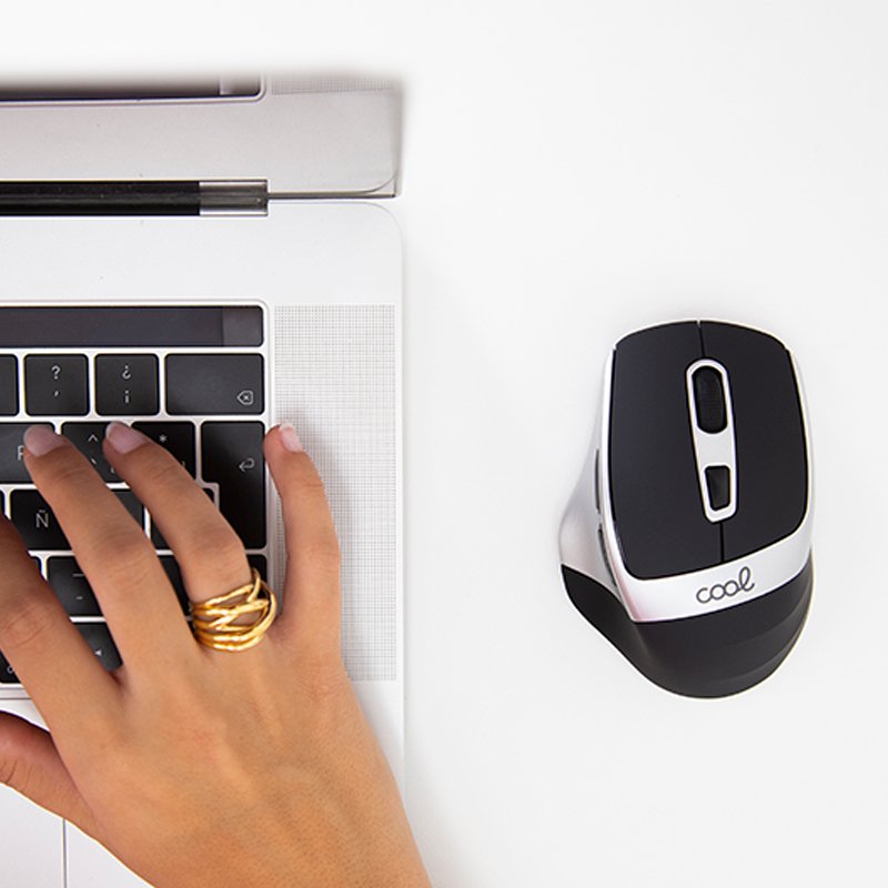Souris sans fil ergonomique et silencieuse Cool, noir et argent