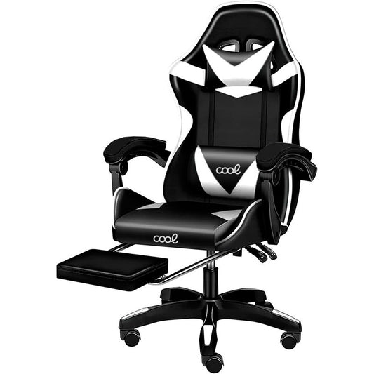 Chaise de jeu Premium COOL Rest Noir-Blanc (repose-pieds)
