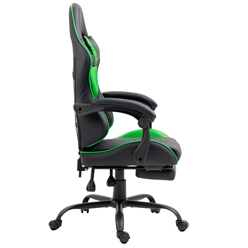Chaise de jeu Premium COOL Rest Noir-Vert (repose-pieds)