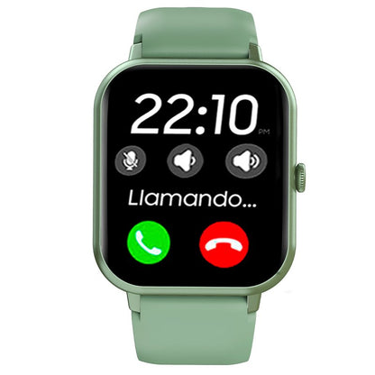 Montre connectée COOL en silicone vert forêt (appels, santé, sport)